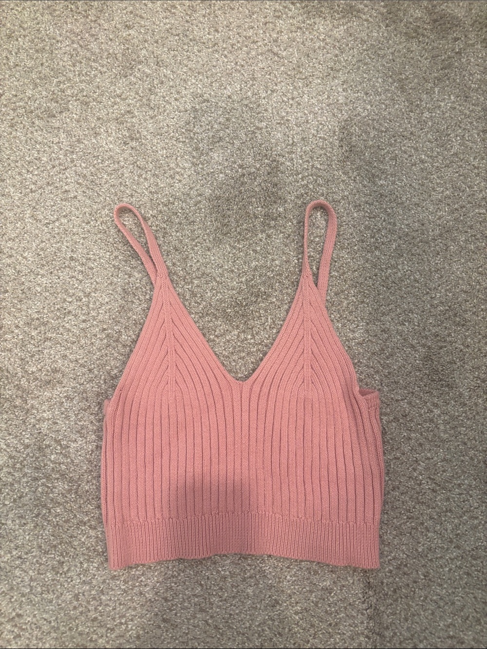Ribbed V-Neck Knit cropped Tank Top